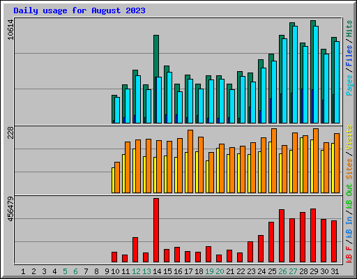 Daily usage for August 2023